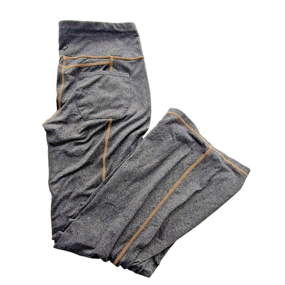 Prana Womens XS Short Gray Heather Wide Leg Yoga‎ Pants Contrast Stitching
